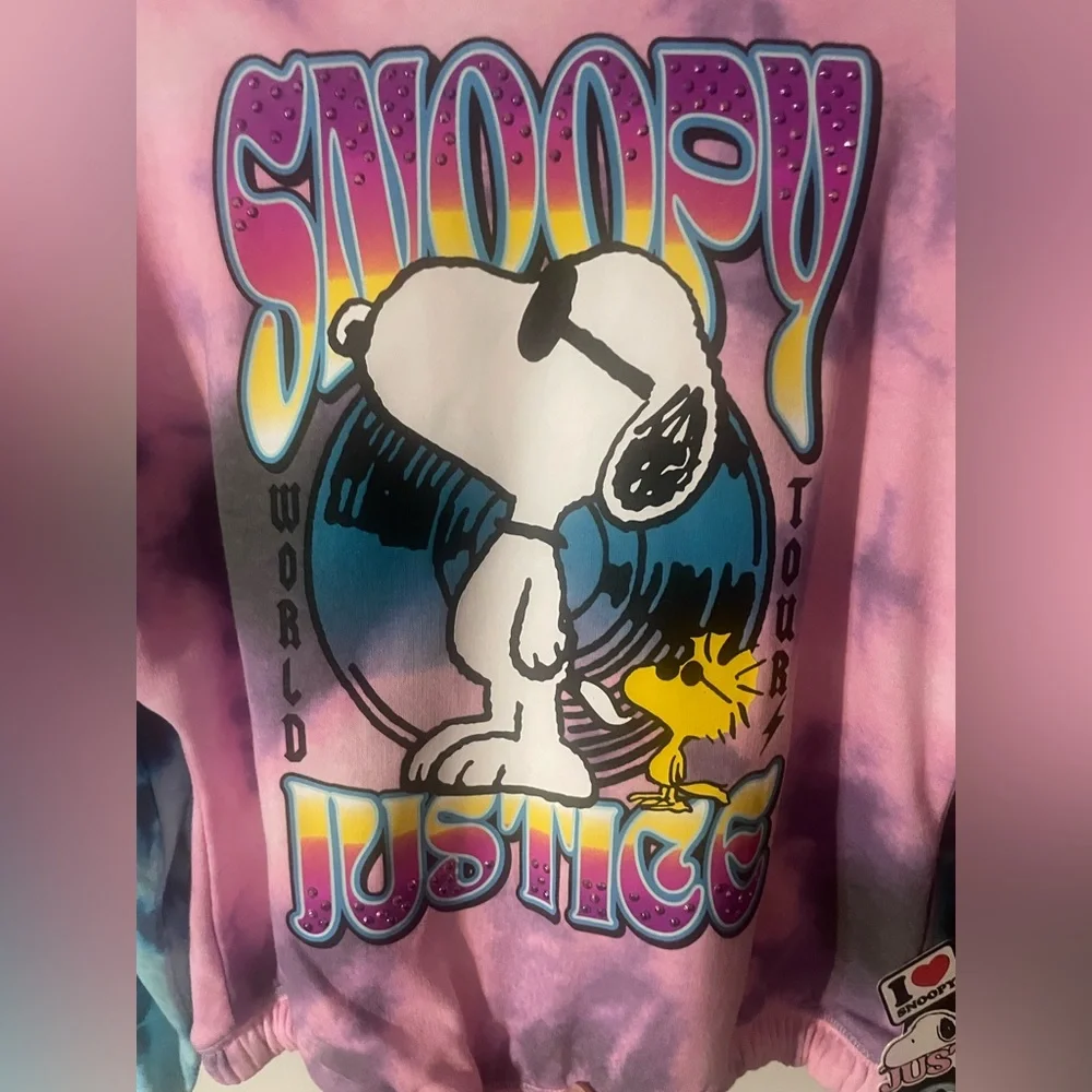 Justice x Peanuts‎ Snoopy World Tour Cinch Hem Hoodie NWT Girls Small 7/8
